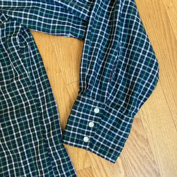 Vintage Wrangler Long-Sleeve Western Shirt Pearl Snap Plaid Green Men's Large - Picture 4 of 5